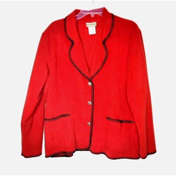 Coldwater Creek Button Down Red Fleece Jacket Women Size Large - Picture 3 of 14